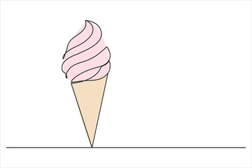 ice cream cone continuous single line drawing. line art vector illustration
