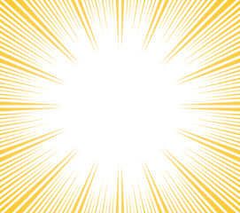 Obraz premium Sun Rays or Explosion Boom for Comic Books Radial Background Vector. Speed rays. Action, speed lines, stripes for comic book frame. Dynamic, speed stripes abstract frame. Comic book yellow background.