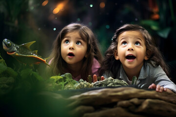 Genuine Surprise and Fascination Reflect in Children's Expressions as They Gaze into the Frame