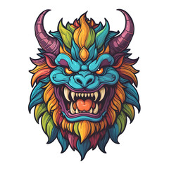 Obraz premium demon beast cartoon vector illustration. colorful concept