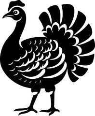 Stylized Turkey Silhouette for Thanksgiving Graphics, Poultry Themes, and Farm Logos