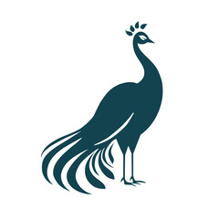 Peacock silhouette logo. peafowl bird silhouette vector template