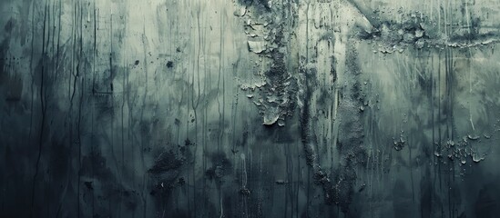 Abstract Texture, Wall with Layers of Black Paint and Ink, Playing with Dark White and Light Tones, Creating an Intriguing Abstraction.