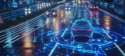 Introducing the First Generation AI Focused Chip for the Automotive Sector, A Cutting Edge Software Defined Vehicle System on Chip with AI Enhancement. - obrazy, fototapety, plakaty