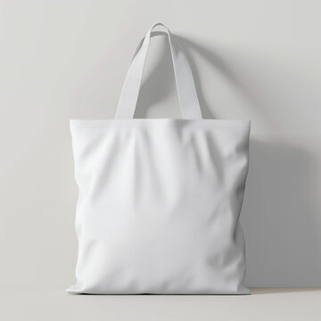 Plain white fabric tote bag mockup