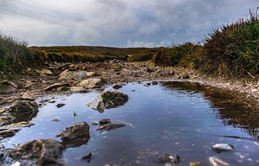 reflection of the clouds in the water