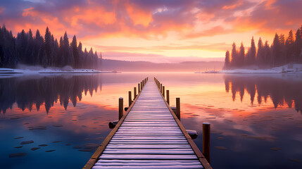 Fototapeta premium A four-season tour of beautiful lakes