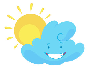 Cute weather icon. Emotional weather forecast. Cute cloud