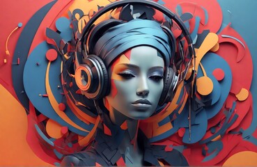 Fototapeta premium Concept for international dj day. Сreative fashion abstraction of dj