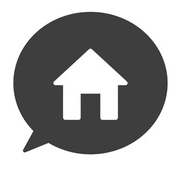 シンプルな黒色のホームアイコンと吹き出し