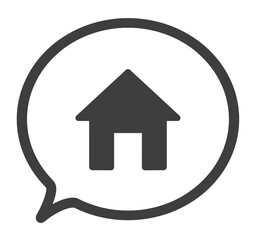 シンプルな黒色のホームアイコンと吹き出し