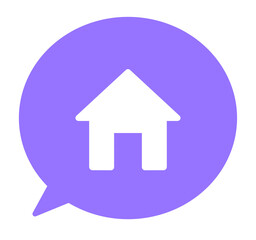 Obraz premium シンプルな紫色のホームアイコンと吹き出し