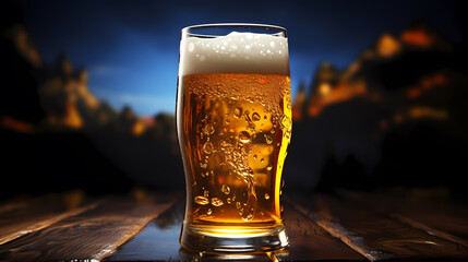 International Beer Day, pouring beer with foam in a glass - obrazy, fototapety, plakaty