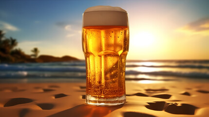 International Beer Day, pouring beer with foam in a glass - obrazy, fototapety, plakaty