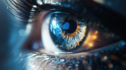close-up, macro human eye, laser vision correction, iris retinaфцу - Powered by Adobe