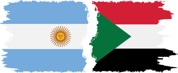 Sudan and Argentina grunge flags connection vector