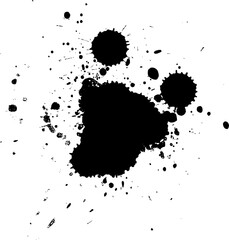 black watercolor brush dropped splash splatter on white background