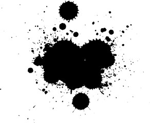 black color painting splash splatter grunge graphic element on white background
