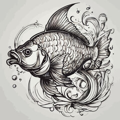 Fish Tatto Design Vector Very Cool