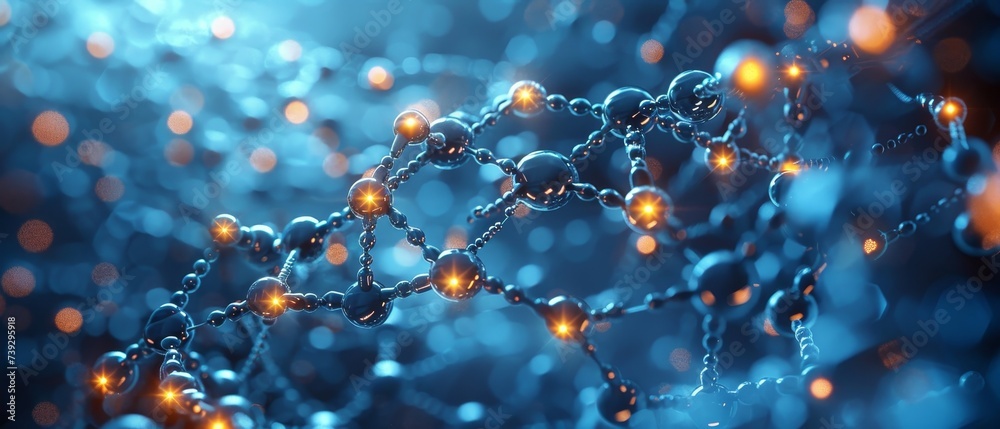 Aufkleber The concept of technology is represented by abstract connected dots on a bright blue background.