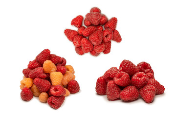 Tasty raspberries isolated on  white background.