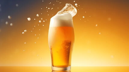 International Beer Day, pouring beer with foam in a glass