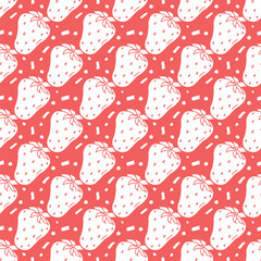 Seamless strawberries pattern. Doodle vector with red strawberries icons. Vintage strawberries pattern