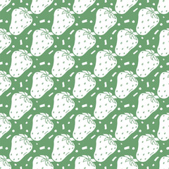 Seamless strawberries pattern. Doodle vector with red strawberries icons. Vintage strawberries pattern