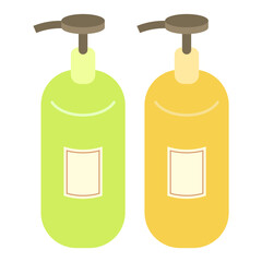 ２本のポンプ式容器　化粧品、シャンプー、コンディショナー、ボディソープなどのアメニティグッズイラスト
