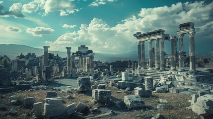 Ancient ruins brought to life through a modern lens - obrazy, fototapety, plakaty