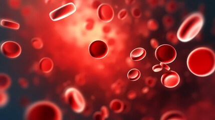 3D rendering of red blood cells in vein with depth of field