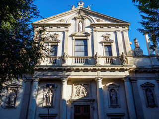Historic church in Sant Angelo square at Milan, Italy