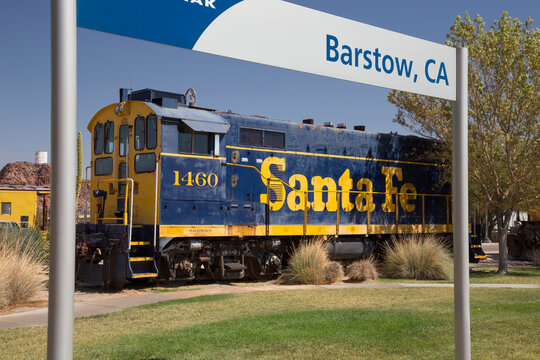 Retired Santa Fe switcher locomotive ATSF 1460 at the Western America Railroad Museum, Barstow, California, USA