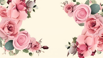 Fototapeta premium Flower frame with decorative flowers, decorative flower background pattern, floral border background