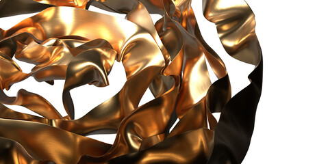 Golden Weave: Abstract 3D Gold Cloth Illustration with Intricate Patterns