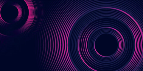 Dark abstract background with glowing circles. Swirl circular lines element. Shiny lines. Futuristic technology concept.