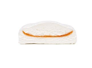 Half a marshmallow with orange filling isolate