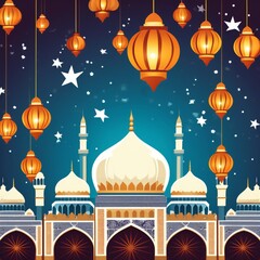 background decoration and greetings for Ramadan