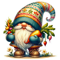 Cute Gnome Spring Seasonal Clipart Illustration