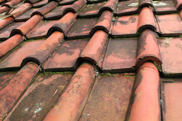 Traditional aged clay roof tile background