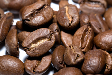 roasted coffee beans as background or wallpaper