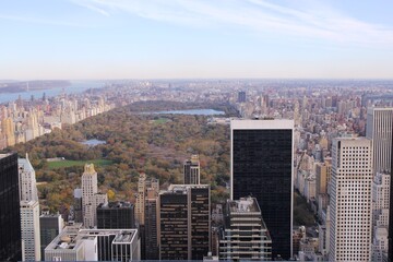 Aerial view over Manhattan from the Rockfeller Center (Top of the Rock). One of the popular observation points of New York