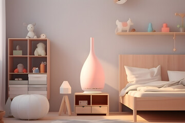interior of a cozy children's room in pastel colors with minimalistic toys in Scandinavian style,  generated by AI. 3D illustration