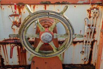 old rusty steering wheel.