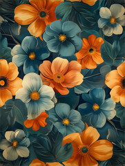 Fototapeta premium Floral pattern 1940s