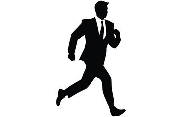 Fototapeta na wymiar Silhouettes of business people run vector, silhouette of worker or businessmen in suit running 
