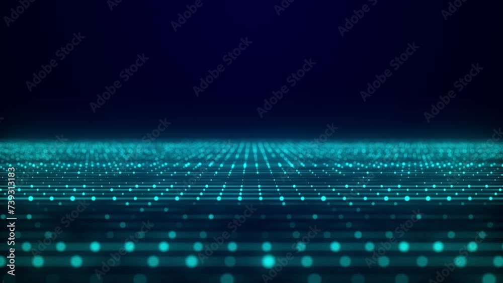 Fototapete Perspective grid background. Network connection structure. Abstract wireframe landscape. Abstract mesh background. 3d rendering.