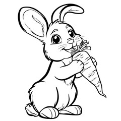 Easter bunny. Coloring book for kids. Vector and printable design