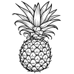 Vector pineapple coloring book. Printable coloring page