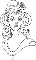 French woman style Marianne face portrait vector illustration
